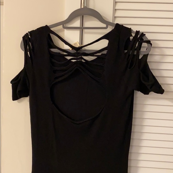 Long Bodycon Sweater Maxi Dress Cut Out Sleeves - Picture 2 of 2